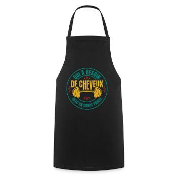 Humour Chauve Musculation Gym - Tablier de cuisine - noir - Devant - AI Model Male 185 dark (185cm)