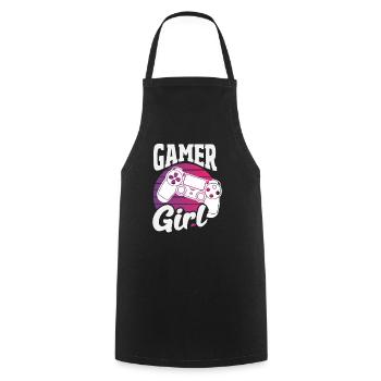 Gamer Girl Contrôleur rétro Joueuse vintage - Tablier de cuisine - noir - Devant - AI Model Male 185 dark (185cm)