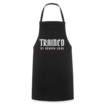 Trained By Domina Dark – Submission Identity - Cooking Apron - black - Front - AI Model Male 185 dark (185cm)