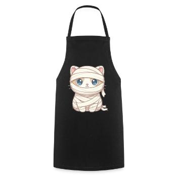Cat as mummy on Halloween - Cooking Apron - black - Front - AI Model Male 185 dark (185cm)