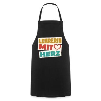 Lehrerin mit Herz!  - Kochschürze - Schwarz - Vorne - AI Model Male 185 dark (185cm)