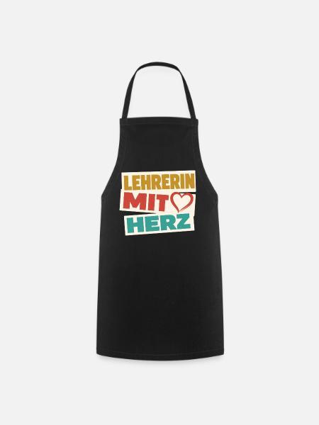 Lehrerin mit Herz! - Kochschürze - Schwarz