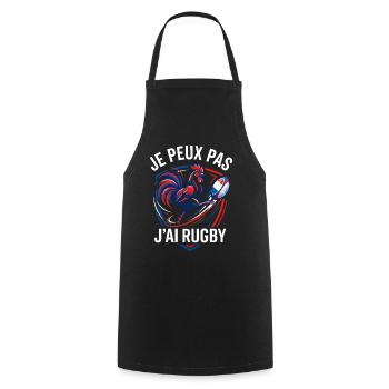Je peux pas j ai rugby coq francais - Tablier de cuisine - noir - Devant - AI Model Male 185 dark (185cm)