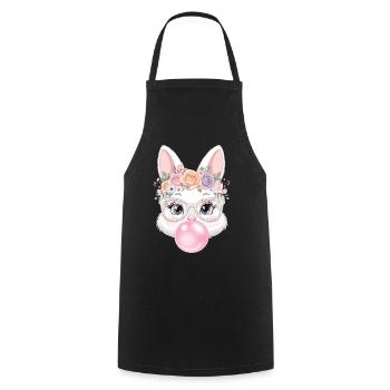 Flower wreath bunny with glasses - Cooking Apron - black - Front - AI Model Male 185 dark (185cm)