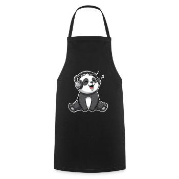 Panda Musik - Kochschürze - Schwarz - Vorne - AI Model Male 185 dark (185cm)