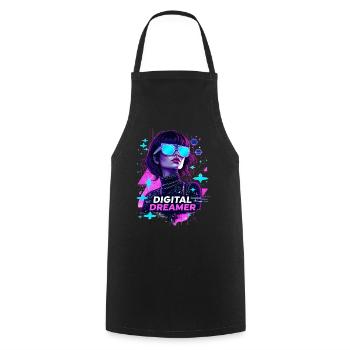 Digital Dreamer Cyberpunk Girl - Cooking Apron - black - Front - AI Model Male 185 dark (185cm)