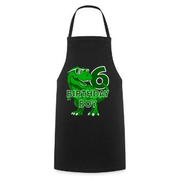 DINO 6 ANS DINOSAURE 6E ANNIVERSAIRE - Tablier de cuisine - noir - Devant - AI Model Male 185 dark (185cm)