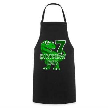 DINO 7 ANS DINOSAURE 7E ANNIVERSAIRE - Tablier de cuisine - noir - Devant - AI Model Male 185 dark (185cm)