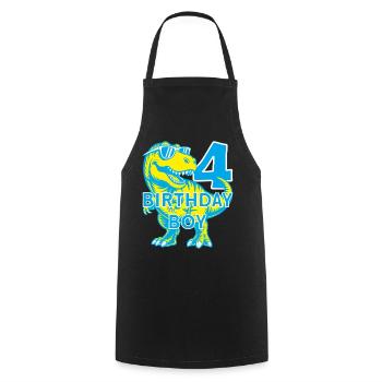 DINO 4 ANS DINOSAURE 4E ANNIVERSAIRE - Tablier de cuisine - noir - Devant - AI Model Male 185 dark (185cm)