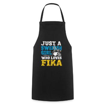 Swedish Girl Fika Club – Süßer skandinavischer Kaffee - Kochschürze - Schwarz - Vorne - AI Model Male 185 dark (185cm)