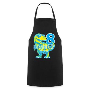 DINO 8 ANS DE DINOSAURE 8E ANNIVERSAIRE - Tablier de cuisine - noir - Devant - AI Model Male 185 dark (185cm)