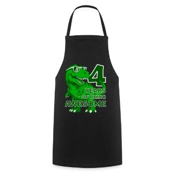 DINO 4 YEARS DINOSAUR 4TH BIRTHDAY - Cooking Apron - black - Front - AI Model Male 185 dark (185cm)