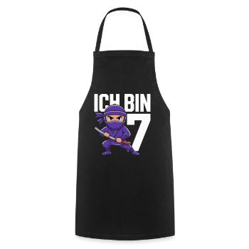 Ich bin 7 siebter Geburtstag Ninja - Cooking Apron - black - Front - AI Model Male 185 dark (185cm)