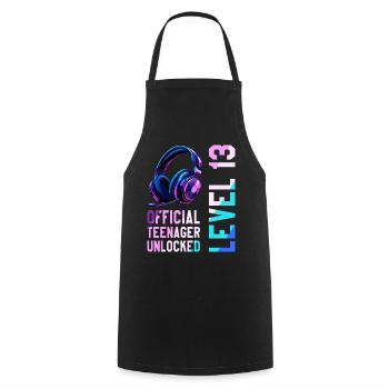 13e anniversaire Garçon Fille Adolescent Niveau 2013 - Tablier de cuisine - noir - Devant - AI Model Male 185 dark (185cm)