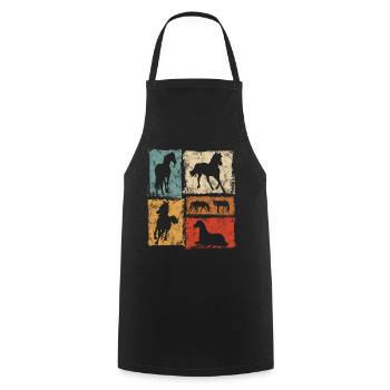 Pferde Vintage Grafik für Reiter und Voltigierer - Kochschürze - Schwarz - Vorne - AI Model Male 185 dark (185cm)