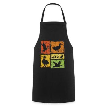 Enten Perspektiven - Retro Grafik - Kochschürze - Schwarz - Vorne - AI Model Male 185 dark (185cm)