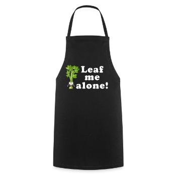 Leaf Me Alone Celery Pun Tee - Cooking Apron - black - Front - AI Model Male 185 dark (185cm)