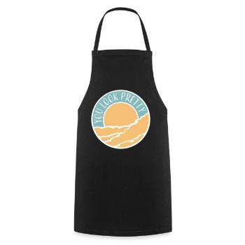 Tu as l’air assez drôle, complément Logo de l’amour de soi - Tablier de cuisine - noir - Devant - AI Model Male 185 dark (185cm)