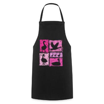 Gänse Silhoetten Retro-Grafik Frauen Und Mädchen - Kochschürze - Schwarz - Vorne - AI Model Male 185 dark (185cm)