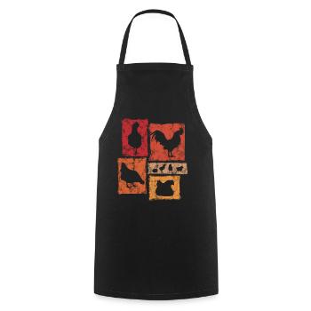 Chickens in perspective for farmer and farm - Cooking Apron - black - Front - AI Model Male 185 dark (185cm)
