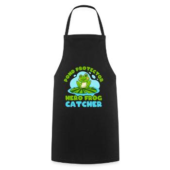 Frog Catcher Pond Protector Frog - Cooking Apron - black - Front - AI Model Male 185 dark (185cm)