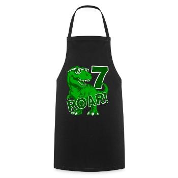 DINO 7 ANS DINOSAURE 7E ANNIVERSAIRE - Tablier de cuisine - noir - Devant - AI Model Male 185 dark (185cm)