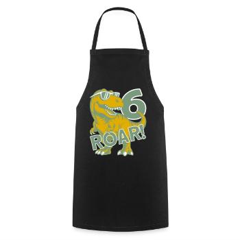 DINO 6 ANS DINOSAURE 6E ANNIVERSAIRE - Tablier de cuisine - noir - Devant - AI Model Male 185 dark (185cm)