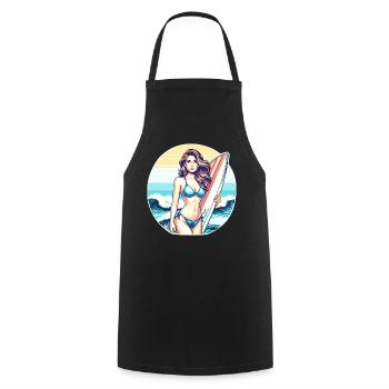Surf Diva at Sunset - Cooking Apron - black - Front - AI Model Male 185 dark (185cm)