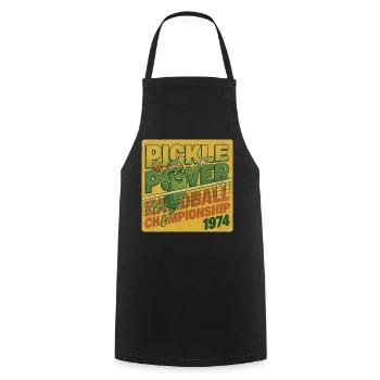 Pickle Power Handball Championship 1974 Retro - Kochschürze - Schwarz - Vorne - AI Model Male 185 dark (185cm)