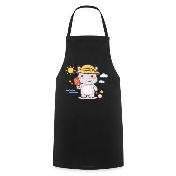 Hippopotame sur la plage avec un sorbet - Tablier de cuisine - noir - Devant - AI Model Male 185 dark (185cm)