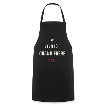 Bientôt Grand Frère 2026 - Tablier de cuisine - noir - Devant - AI Model Male 185 dark (185cm)