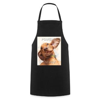 Powered by Vizsla Energy - A goofy face watercolor - Cooking Apron - black - Front - AI Model Male 185 dark (185cm)