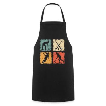 Hockey Field Hockey Retro Graphic For Women Girls - Cooking Apron - black - Front - AI Model Male 185 dark (185cm)