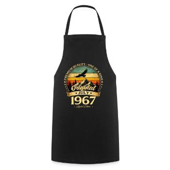 59th Birthday Gift Vintage July Vintage 1967 - Cooking Apron - black - Front - AI Model Male 185 dark (185cm)