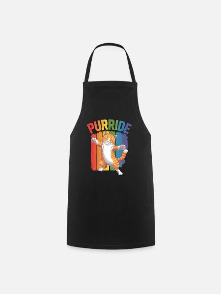 Purride Regenbogen Katze Stolz Design - Kochschürze - Schwarz