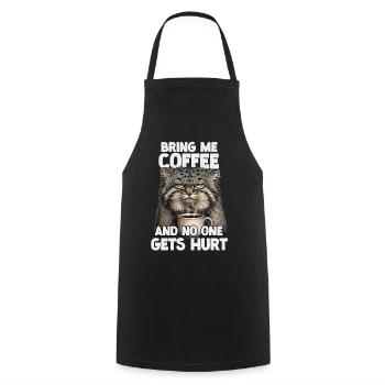 Manul Pallas Cat Coffee Sarcasm Cat Lovers - Cooking Apron - black - Front - AI Model Male 185 dark (185cm)