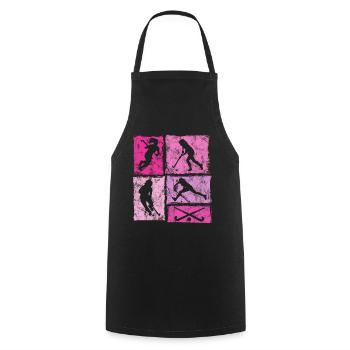 Hockey Field Hockey Indoor Hockey Girls Retro - Cooking Apron - black - Front - AI Model Male 185 dark (185cm)
