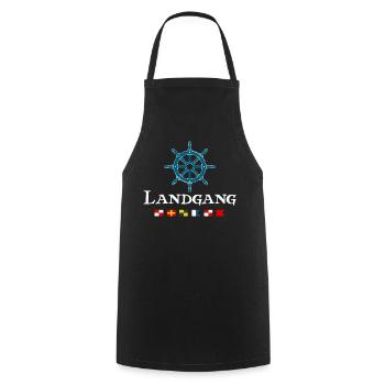 Landgang Maritimes Segler Steuerrad Design - Kochschürze - Schwarz - Vorne - AI Model Male 185 dark (185cm)
