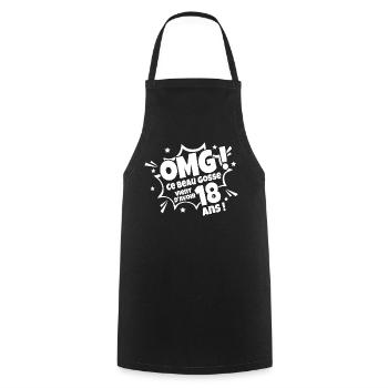 Anniversaire 18 ans Cadeau humour personnalisé - Tablier de cuisine - noir - Devant - AI Model Male 185 dark (185cm)