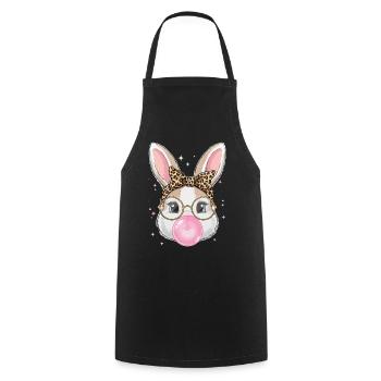 Bunny with glasses and bubblegum - Cooking Apron - black - Front - AI Model Male 185 dark (185cm)