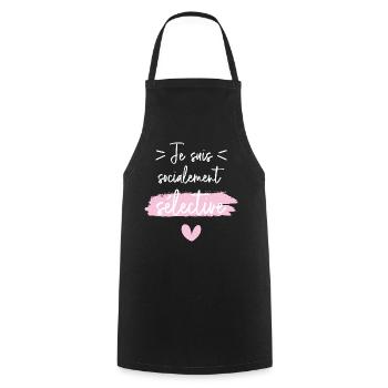 Je suis socialement sélective - Tablier de cuisine - noir - Devant - AI Model Male 185 dark (185cm)