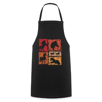 Unicorns – vintage style with stars - Cooking Apron - black - Front - AI Model Male 185 dark (185cm)