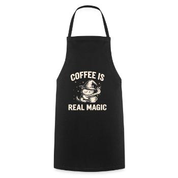 Cat Coffee Magic Wizard - Cooking Apron - black - Front - AI Model Male 185 dark (185cm)
