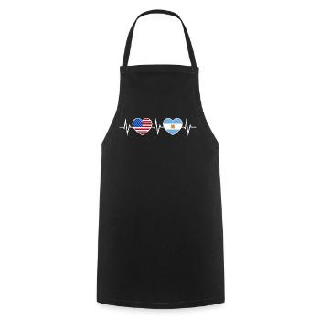 Argentine USA Heartbeat Amour Amitié - Tablier de cuisine - noir - Devant - AI Model Male 185 dark (185cm)