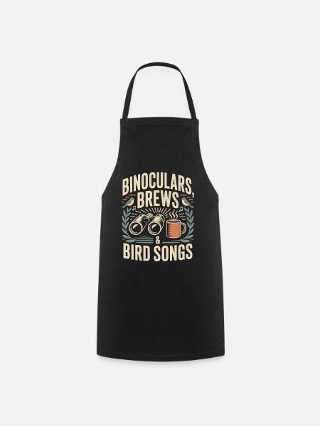 Binokulare, Bräu & Vogellieder - Kochschürze - Schwarz