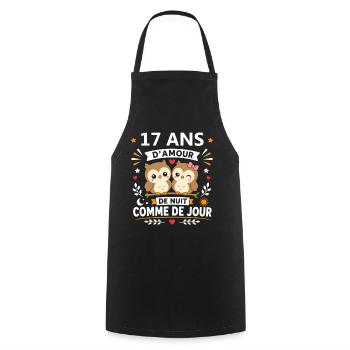 Hiboux Amour Nuit Jour 17 ans - Tablier de cuisine - noir - Devant - AI Model Male 185 dark (185cm)