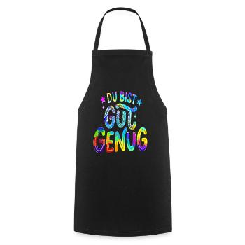 Du bist gut genug Regenbogen Spruch  - Kochschürze - Schwarz - Vorne - AI Model Male 185 dark (185cm)