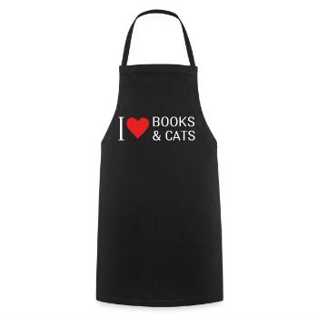Livres d’amour et livres de chats Diction de lecture de chat - Tablier de cuisine - noir - Devant - AI Model Male 185 dark (185cm)