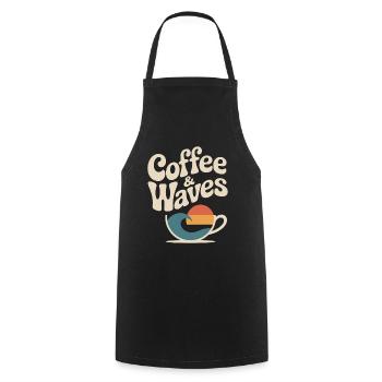 Vagues de café, surf, Plage de surfeurs de Café et Vagues - Tablier de cuisine - noir - Devant - AI Model Male 185 dark (185cm)