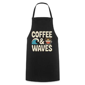 Coffee Waves Surfing Coffee & Waves Surfer Beach - Cooking Apron - black - Front - AI Model Male 185 dark (185cm)